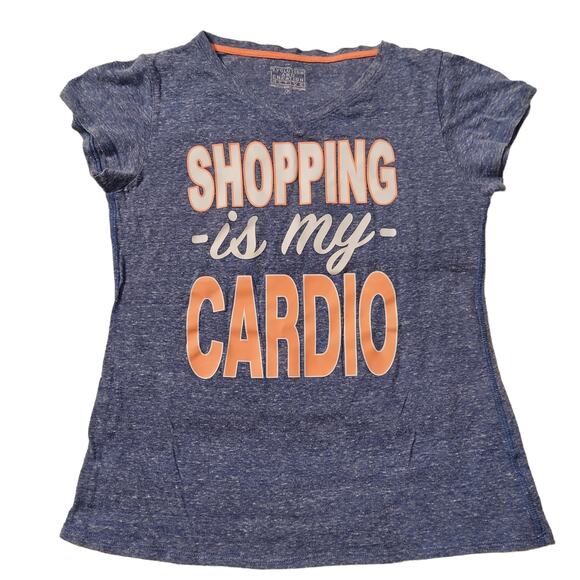 Graphic T-Shirt Womens Medium Shopping Is My Cardio Short Sleeve Tee - Picture 2 of 4
